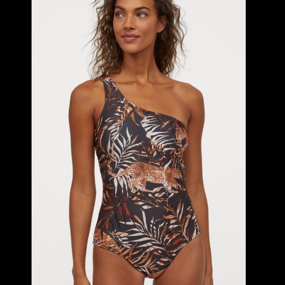 H&M Other - H&M Dark Leopard One Shoulder Swimsuit
